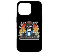 Carcasa para iPhone 16 Pro Tocadiscos Retro DJ Raccoon para Mezclar música gráfica