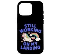 Carcasa para iPhone 16 Pro Todavía Trabajando en mi Aterrizaje Unicornio Arco Iris Divertido