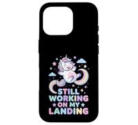 Carcasa para iPhone 16 Pro Todavía Trabajando en mi Aterrizaje Unicornio arcoíris Lindo