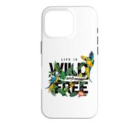 Carcasa para iPhone 16 Pro Tropical Macaw Parrots Jungle Nature Bird Design Life Quotes