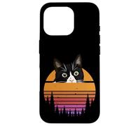 Carcasa para iPhone 16 Pro Tuxedo Cat Retro 70s Sunset Vintage Cat Lover