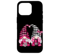 Carcasa para iPhone 16 Pro Valentines Accessories Buffalo Plaid Design with Cute GNOME