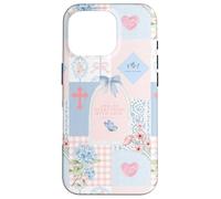 Carcasa para iPhone 16 Pro Verso bíblico Rosa Pastel Cristiano fe Religiosa Floral