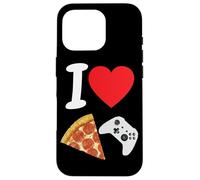 Carcasa para iPhone 16 Pro Videojuegos Jugador Pizza Amor Queso Pepperoni Niños Hombres