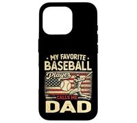 Carcasa para iPhone 16 Pro Vintage My Favorite Baseball Player Calls Me Dad Bandera de EE. UU