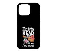 Carcasa para iPhone 16 Pro Voices In My Head Telling Me Play Ukelele Tropical Flower