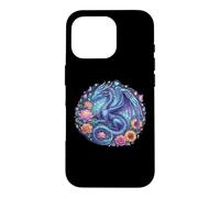 Carcasa para iPhone 16 Pro Watercolor Dragon Flowers Beautiful Art Colorful Graphic