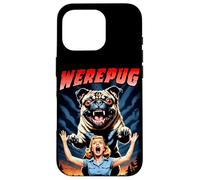 Carcasa para iPhone 16 Pro Werepug - Retro Vintage B-Movie 80's Horror Hombre Lobo Perro Pug