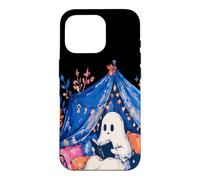 Carcasa para iPhone 16 Pro Whimsical Ghost Reading Book in Tent Cozy Halloween Reader