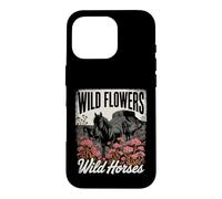 Carcasa para iPhone 16 Pro Wild Horses Wildflowers Cowgirl Country Western Rodeos