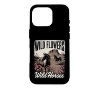 Carcasa para iPhone 16 Pro Wild Horses Wildflowers Cowgirl Country Western Rodeos