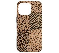 Carcasa para iPhone 16 Pro Wild Safari Animal Patchwork Beige Pattern Collage