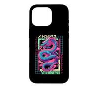 Carcasa para iPhone 16 Pro Yokohama City Synthwave 80s Dragón Asiático Vaporwave