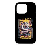 Carcasa para iPhone 16 Pro Yokohama City Synthwave 80s Dragón Asiático Vaporwave