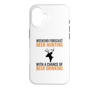 Carcasa para iPhone 16 Pronóstico de Fin de Semana Caza de Ciervos con Cerveza Bebiendo Ciervo