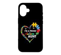 Carcasa para iPhone 16 Proud Autism Aunt Heart Puzzle Piece Awareness Support