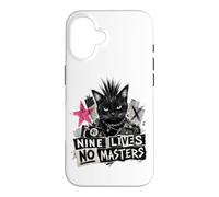 Carcasa para iPhone 16 Punk Cat Nine Lives No Masters Mohawk Anarchy