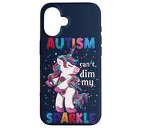 Carcasa para iPhone 16 Puzzle Autism Can't Dim My Sparkle Unicorn Puzzle Concienciación sobre el Autismo