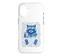 Carcasa para iPhone 16 Raccoon Bath Water Swimming Ripples Cool Raccoon Face