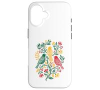 Carcasa para iPhone 16 Rasta Reggae Roots Three Birds Jamaica Folk Art Floral