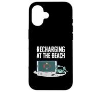 Carcasa para iPhone 16 Recharging At The Beach Low Battery Crab Phone