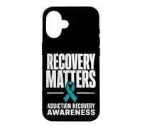 Carcasa para iPhone 16 Recovery Matters Concientización sobre la adicción al Alcohol a Las Drogas Verde Azulado