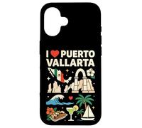Carcasa para iPhone 16 Recuerdo de Viaje I Love Puerto Vallarta México