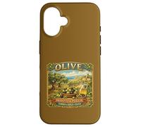 Carcasa para iPhone 16 Recuerdo Vintage del mar mediterráneo con Etiqueta de Caja de Olivo Puglia