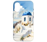 Carcasa para iPhone 16 Recuerdos de la Isla Griega Impresionante Arte de Acuarela de Santorini