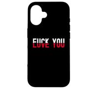 Carcasa para iPhone 16 Red and Black Text Quote Fu k You Love You