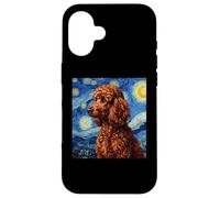 Carcasa para iPhone 16 Red Poodle Dog Van Gogh Style Starry Night