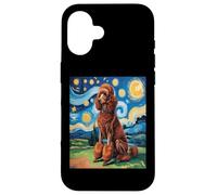 Carcasa para iPhone 16 Red Poodle Dog Van Gogh Style Starry Night