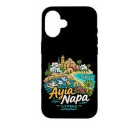 Carcasa para iPhone 16 Regalo de Recuerdo de Viaje de Ayia Napa Chipre Dibujado a Mano