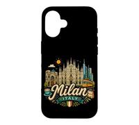 Carcasa para iPhone 16 Regalo de Recuerdo de Viaje de Milán Italia Dibujado a Mano