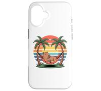 Carcasa para iPhone 16 Relaxing Capybara, Sunset, Palm Tree, Summer capy Vacation