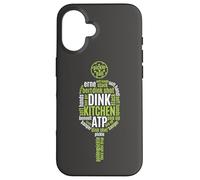 Carcasa para iPhone 16 Reproductor de Bebidas Pickleball Life Paddle Word Cloud