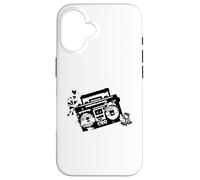 Carcasa para iPhone 16 Retro 80s 90s Boom-Box Vintage Cassette Player Graphic tee