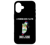 Carcasa para iPhone 16 Retro Ambergris Caye Belice Bandera de Belice Envejecida