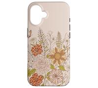 Carcasa para iPhone 16 Retro Floral Animal Print Butterfly Boho Flowers Aesthetic