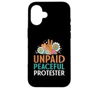 Carcasa para iPhone 16 Retro Peace Sign Flowers Groovy Unpaid Peaceful Protester