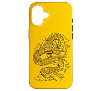 Carcasa para iPhone 16 Retro Vintage Zodiac Lunar New Year Black Chinese Dragon