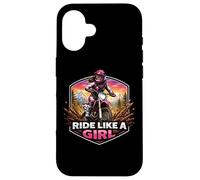 Carcasa para iPhone 16 Ride Like A Girl Dirt Bike Rider Motocross Motocross Motocicleta Mujer