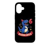 Carcasa para iPhone 16 Roaring Into 6 Dinosaurio T Rex 6º Cumpleaños Niños Niños Seis