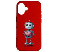 Carcasa para iPhone 16 Robot with a Big Heart, Graphic