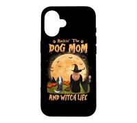 Carcasa para iPhone 16 Rocking The Dog Mom and Witch Life Cavalier Halloween