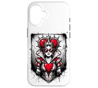 Carcasa para iPhone 16 Rojo Reina de Corazones Corona Rebelde Gafas de Sol Poker Card Mujeres