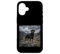 Carcasa para iPhone 16 Rottweiler Montaña Paisaje Dramático Cielo Escena al Aire Libre