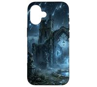 Carcasa para iPhone 16 Ruinas góticas, Lluvia de meteoritos, diseño de fantasía Celestial