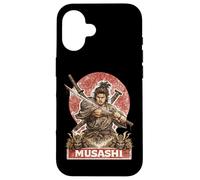 Carcasa para iPhone 16 Samurai Warrior Musashi, Luchador de Espadas japonés