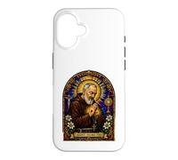 Carcasa para iPhone 16 San Padre Pío Católico Devocional Gótico Mosaico Icono Arte